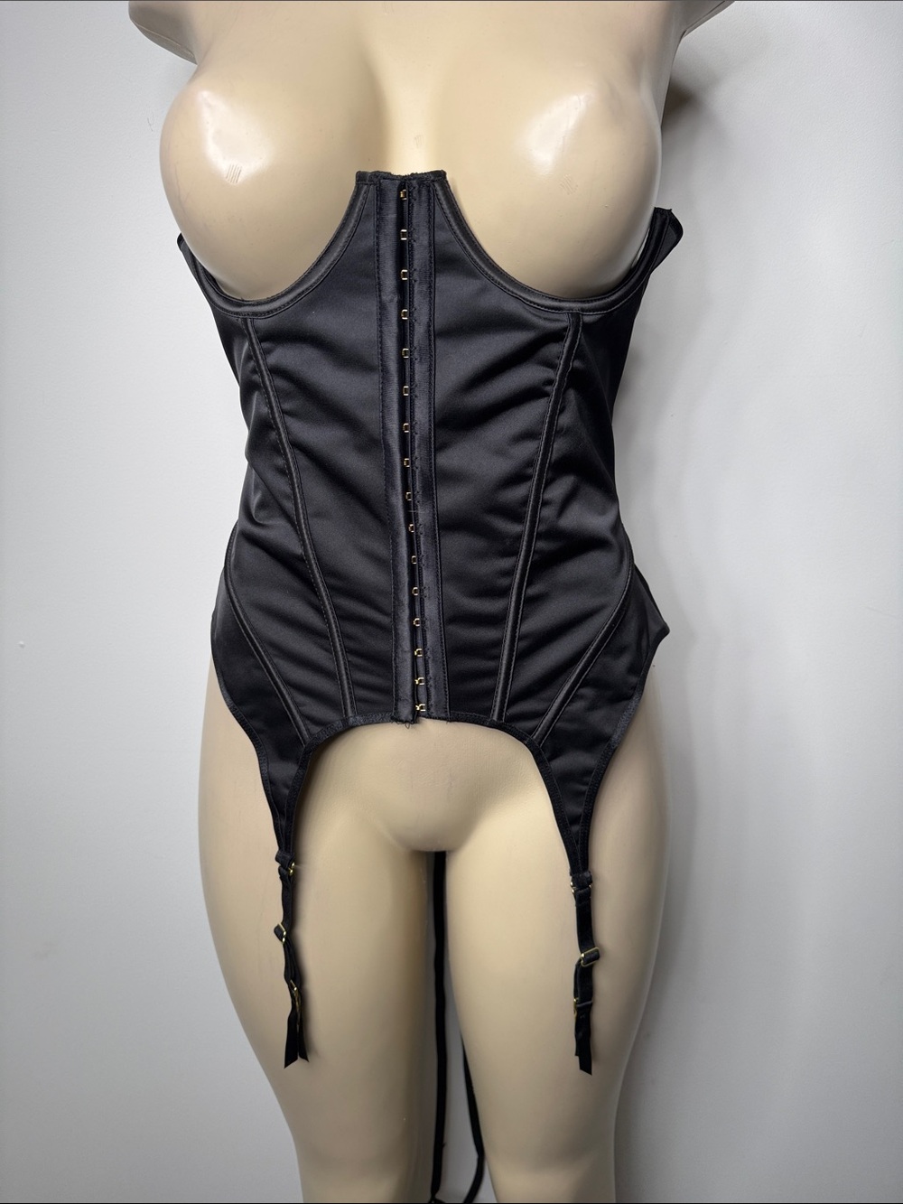 Frederick's of Hollywood Black Satin Corset Garter
